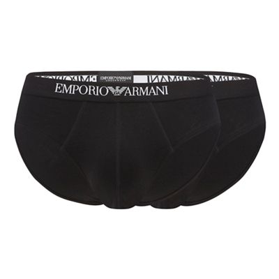 Emporio Armani Pack of two black cotton briefs